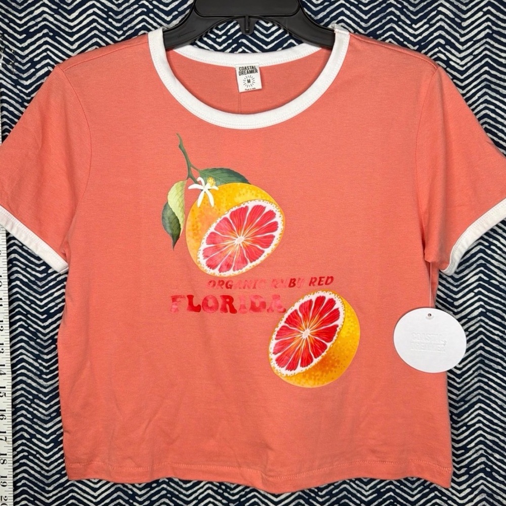 Trendy Orange Crop Top with Fruit Design